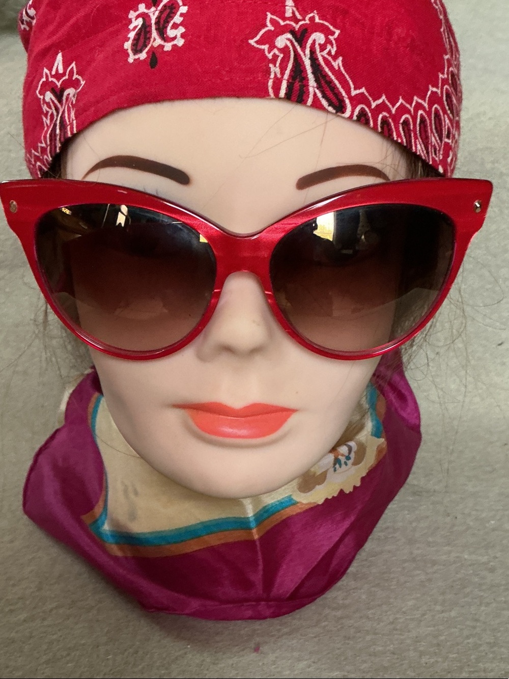 Dior Red Cat-Eye Sunglasses with Brown Gradient Lenses